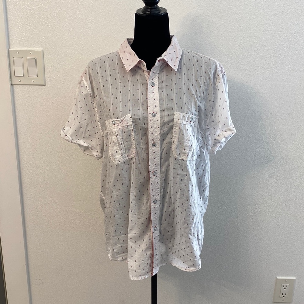 100% Cotton Vintage Red Short Sleeve Button Down Size XXL